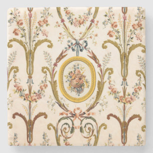 Antiek Franse Rococo Floral Gold Cream Elegant Stenen Onderzetter