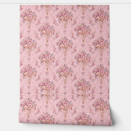 Antiek Franse Roze Victoriaans Stijl Bloemen Rococ Behang