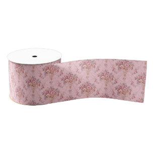Antiek Franse Roze Victoriaans Stijl Bloemen Rococ Grosgrain Lint