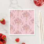 Antiek Franse Roze Victoriaans Stijl Bloemen Rococ Servet (Insitu)