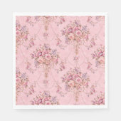 Antiek Franse Roze Victoriaans Stijl Bloemen Rococ Servet (Voorkant)