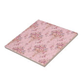 Antiek Franse Roze Victoriaans Stijl Bloemen Rococ Tegeltje (Zijkant)