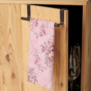 Antiek Franse Roze Victoriaans Stijl Bloemen Rococ Theedoek