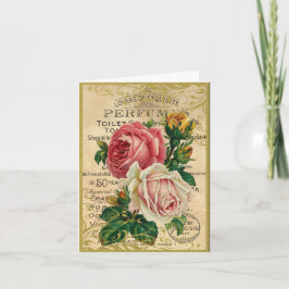 Antiek Franse Rozen Bedankkaart