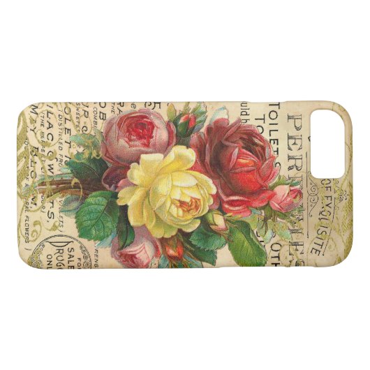 Antiek Franse Rozen Case-Mate iPhone Case (Achterkant (Horizontaal))