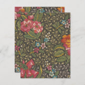 Antiek Franse Toile de Jouy 1800s Floral Branches Briefkaart (Voorkant / Achterkant)