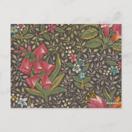 Antiek Franse Toile de Jouy 1800s Floral Branches Briefkaart (Achterkant)