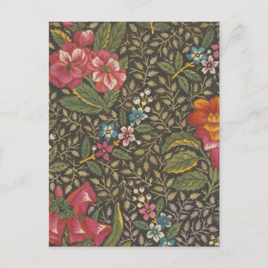 Antiek Franse Toile de Jouy 1800s Floral Branches Briefkaart (Voorkant)