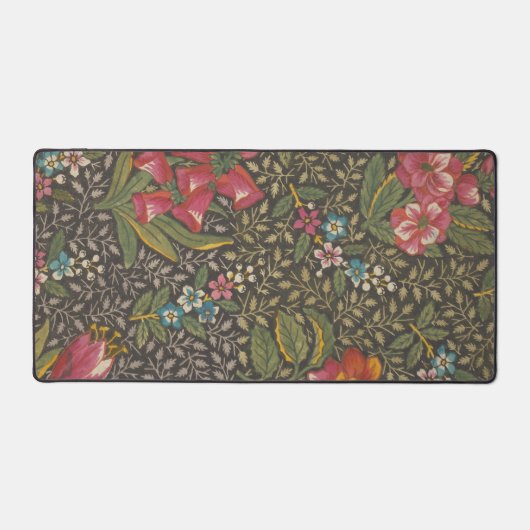 Antiek Franse Toile de Jouy 1800s Floral Branches Bureaumat (Voorkant)