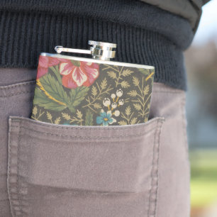 Antiek Franse Toile de Jouy 1800s Floral Branches Heupfles