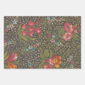 Antiek Franse Toile de Jouy 1800s Floral Branches Inpakpapier Vel (Voorkant)