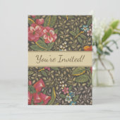 Antiek Franse Toile de Jouy 1800s Floral Branches Kaart (Staand voorkant)