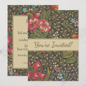 Antiek Franse Toile de Jouy 1800s Floral Branches Kaart (Voorkant / Achterkant)