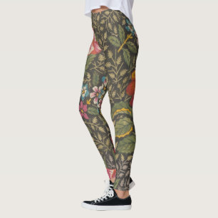 Antiek Franse Toile de Jouy 1800s Floral Branches Leggings