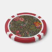 Antiek Franse Toile de Jouy 1800s Floral Branches Poker Chips (Enkel)