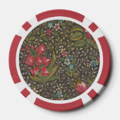 Antiek Franse Toile de Jouy 1800s Floral Branches Poker Chips (Achterkant)