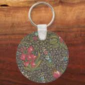 Antiek Franse Toile de Jouy 1800s Floral Branches Sleutelhanger (Achterkant)