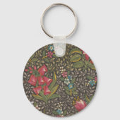 Antiek Franse Toile de Jouy 1800s Floral Branches Sleutelhanger (Achterkant)