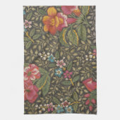 Antiek Franse Toile de Jouy 1800s Floral Branches Theedoek (Verticaal)