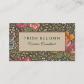 Antiek Franse Toile de Jouy 1800s Floral Branches Visitekaartje (Voorkant)