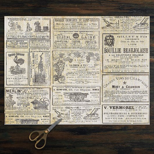 Antiek  Franse tuinbouw Ads Ephemera Tissuepapier
