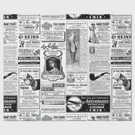 antiek Franse Victoriaans krant Cadeaupapier (Vlak)