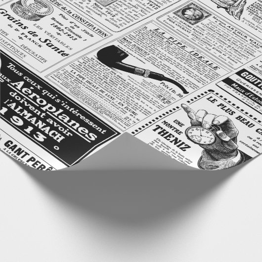 antiek Franse Victoriaans krant Cadeaupapier (Hoek)