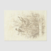 Antiek Franse  Vogels Nest Beige Tissuepapier (Voorkant)