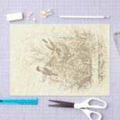 Antiek Franse  Vogels Nest Beige Tissuepapier (Craft)