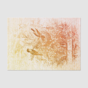 Antiek Franse  Vogels Nest Rood Sinaasappel Tissuepapier