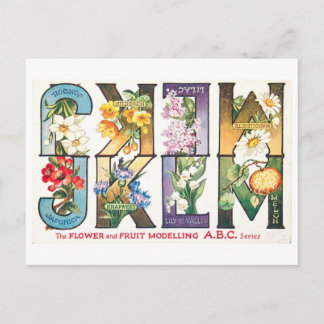 Antiek Fruit en Bloemen Alfabet J-M Briefkaart