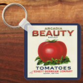 Antiek fruitkistlabel, Arcadia Beauty Tomaten Sleutelhanger (Voorkant)