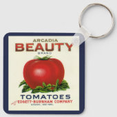 Antiek fruitkistlabel, Arcadia Beauty Tomaten Sleutelhanger (Achterkant)