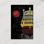 ANTIEK GALLEON, PIRATE BEHANDELING MAAKT zwart Visitekaartje (Achterkant)