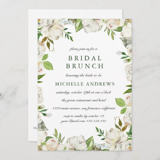 Antiek Garden Chic Wedding Bridal Brunch Kaart (Voorkant / Achterkant)