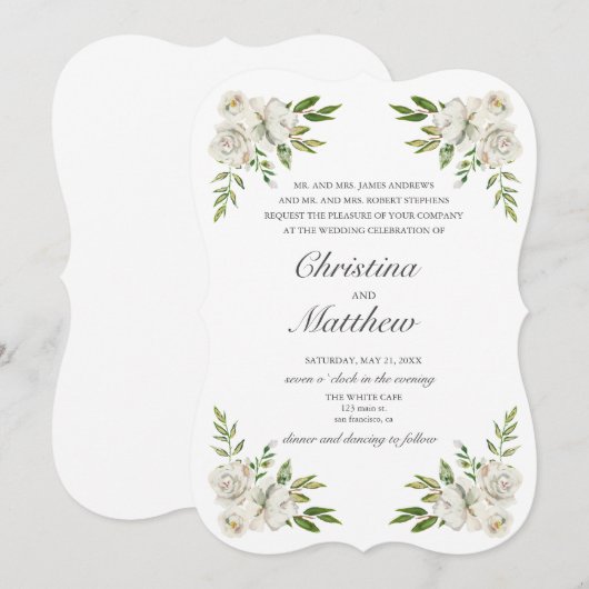 Antiek Garden Flowers bruiloft Kaart (Voorkant / Achterkant)