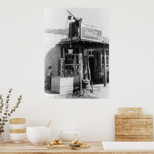 Antiek gasstation: 1940 poster (Keuken)