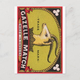 Antiek Gazelle Zweeds etiket op doos Briefkaart