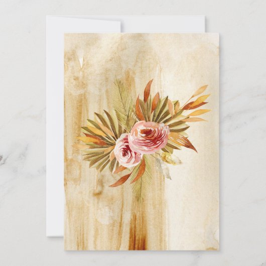 Antiek Gebogen Goud Boheemse Gedroogde Bloem Bruil Kaart (Achterkant)