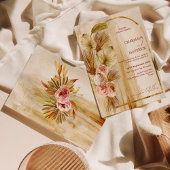 Antiek Gebogen Goud Boheemse Gedroogde Bloem Bruil Kaart