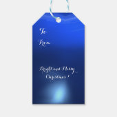 ANTIEK GEBOORTE KERST PERCHMENT, blauwe juweel Cadeaulabel (Voorkant)