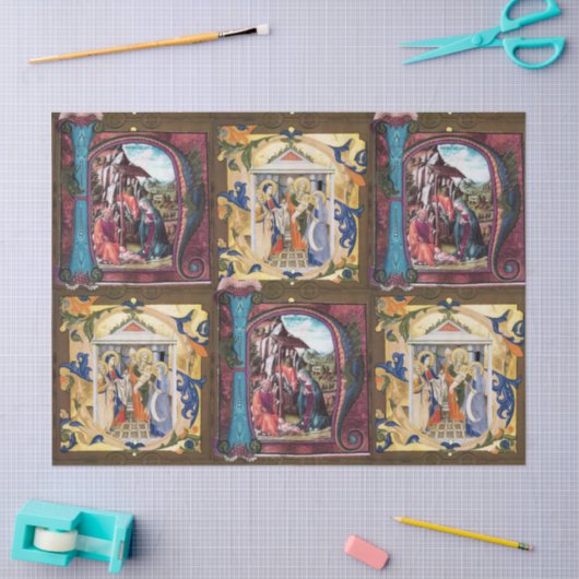 ANTIEK GEBOORTE MONOGRAM KERSTPERKAMENT ROZE TISSUEPAPIER (Craft)