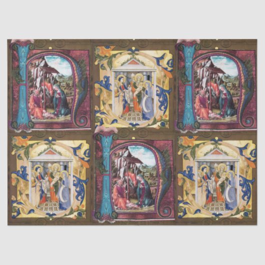 ANTIEK GEBOORTE MONOGRAM KERSTPERKAMENT ROZE TISSUEPAPIER (Voorkant)