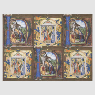 ANTIEK GEBOORTEMONOGRAM KERSTPERKAMENT TISSUEPAPIER