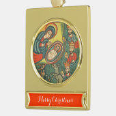 ANTIEK GEBOORTEPERKAMENT, AANBIDDING VAN MAGI VERGULD BANNER ORNAMENT (Links)