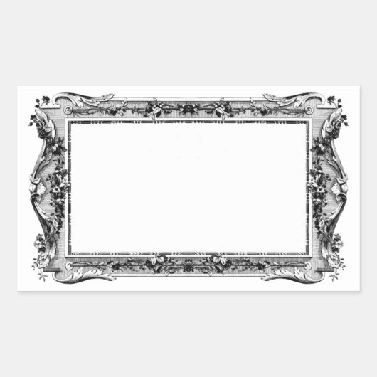 Antiek  gecompliceerd EtchingLijst Rechthoekige Sticker (Voorkant)