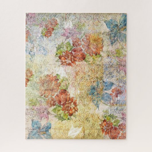 Antiek gedecoreerd bloemmotief legpuzzel (Verticaal)