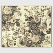 Antiek Geel Bruin  Floral Toile Cadeaupapier (Vlak)