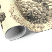 Antiek Geel Bruin  Floral Toile Cadeaupapier (Rol Hoek)