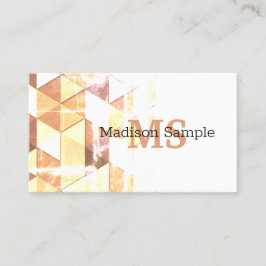 Antiek geel bruin geometrisch patroon Initiaal Visitekaartje